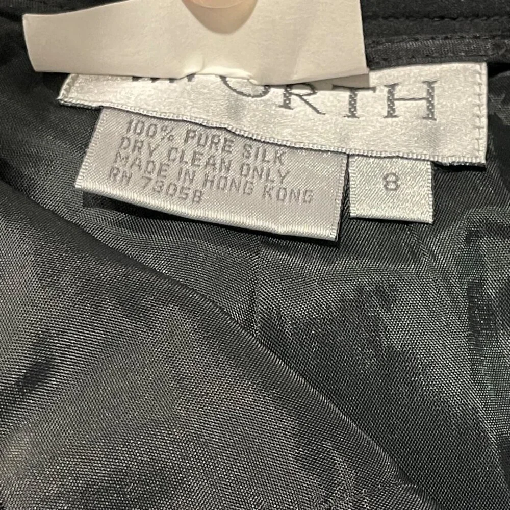 Vintage WORTH Pure Silk Dress Pants Women's Size 8 Black Fully Lined High Waist - Picture 5 of 13
